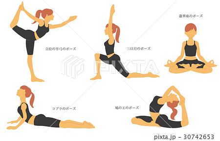 Yoga Pose Illustration Set 1 5 Poses Stock Illustration