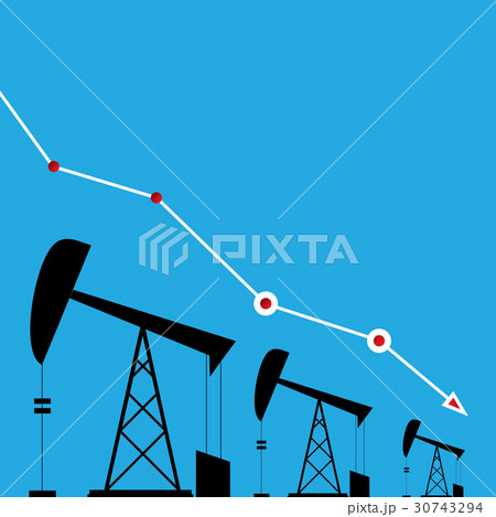 Oil price falling down graph illustration. vector Oil price falling down graph illustration. vector 30743294
