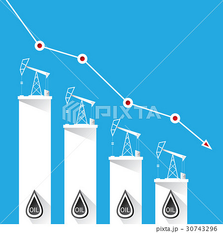 Oil price falling down graph illustration. vector 30743296
