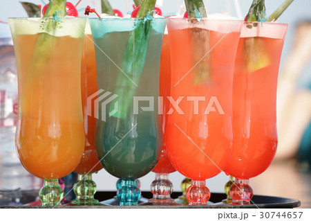 Colorful cocktails close up 30744657