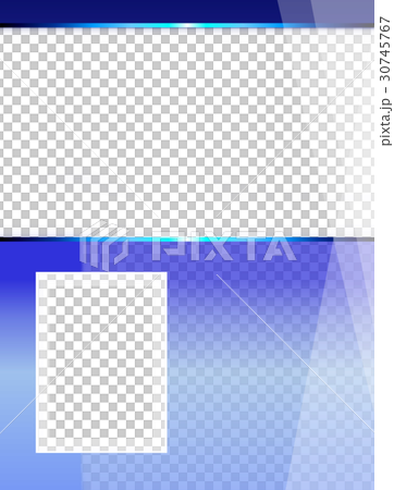 フォトアルバム用テンプレートフレーム3枚写真用青系のイラスト素材