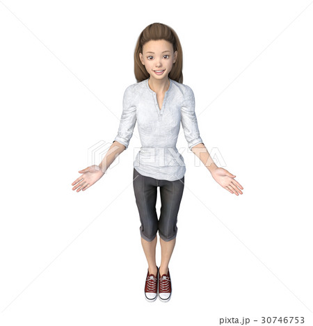 ラフなパンツファッションの若い女性 Perming3dcgイラスト素材のイラスト素材