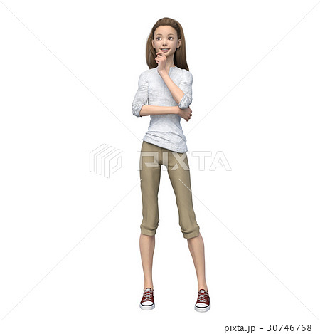 ラフなパンツファッションの若い女性 Perming3dcgイラスト素材のイラスト素材