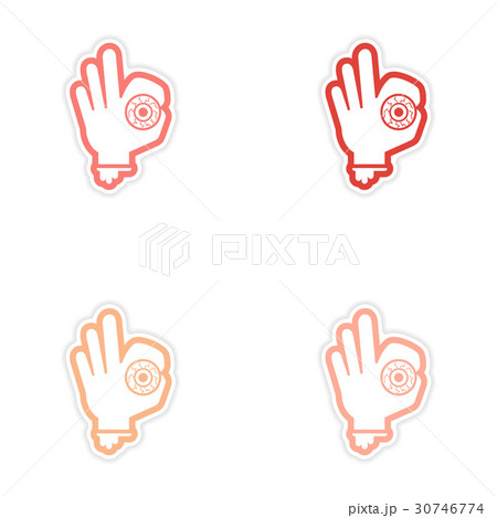 assembly realistic sticker design on paper Hand assembly realistic sticker design on paper Hand 30746774