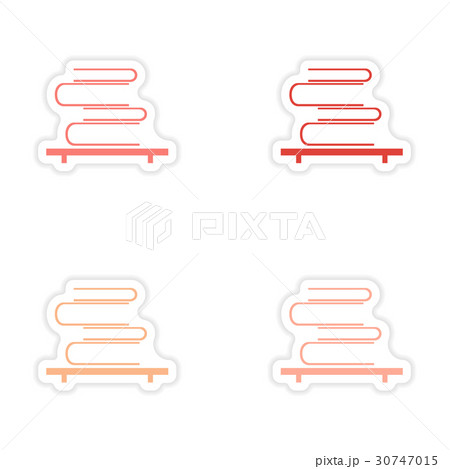 assembly realistic sticker design on paper books 30747015