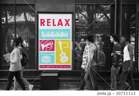 Network graphic overlay banner on wall 30751113