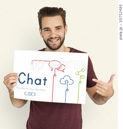 Man holding network graphic overlay banner Man holding network graphic overlay banner 30752493