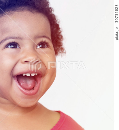 Little Girl Cheerful Face Expression Studio Portrait 30752628