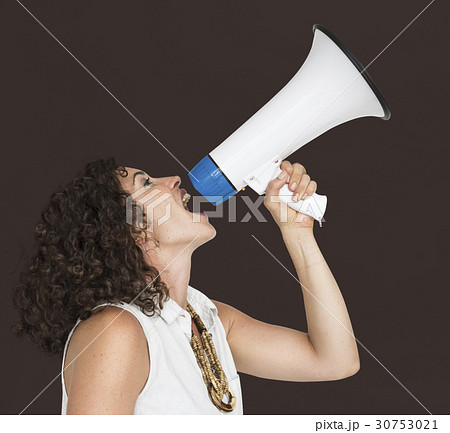 Adult Women Hands Megaphone Announcement Studio Adult Women Hands Megaphone Announcement Studio 30753021