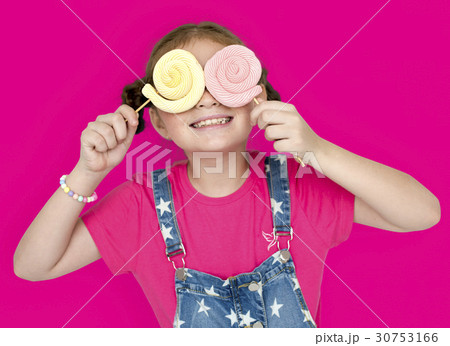 Little Girl Smiling Happiness Studio Portrait Sweet Lollipop Little Girl Smiling Happiness Studio Portrait Sweet Lollipop 30753166