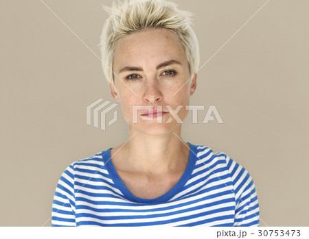 Caucasian Woman Cool Neutral Poker Face Caucasian Woman Cool Neutral Poker Face 30753473