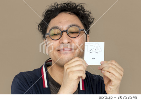 Man Post It Smile Face Expression Man Post It Smile Face Expression 30753548