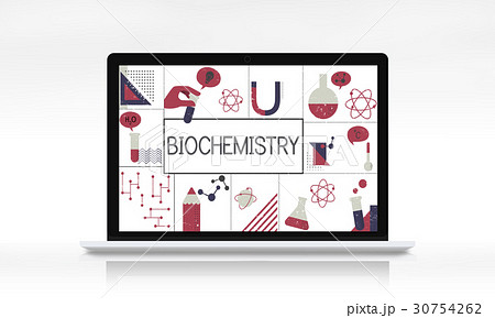 Illustration of biochemistry study scietific research on laptop Illustration of biochemistry study scietific research on laptop 30754262