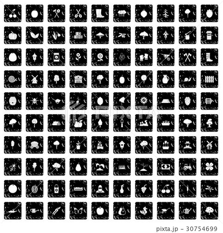 100 agriculture icons set, grunge style 30754699