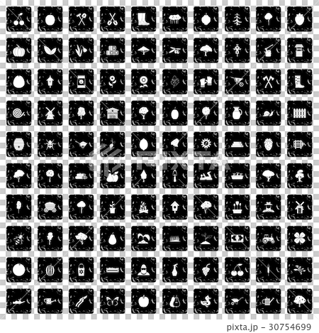 100 agriculture icons set, grunge style 30754699