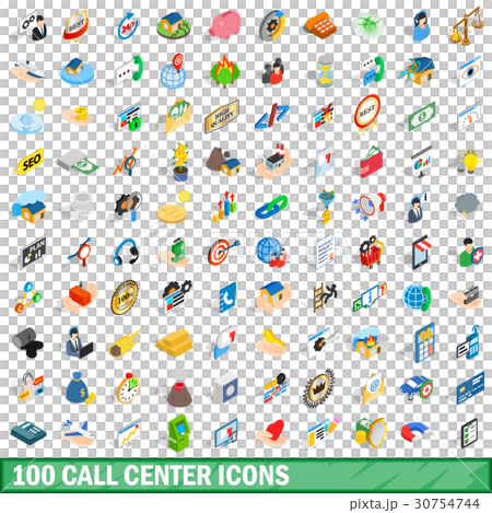 100 call center icons set, isometric 3d style 30754744