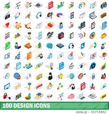 100 design icons set, isometric 3d style 30754842