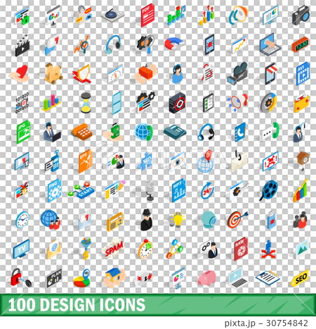100 design icons set, isometric 3d style 30754842
