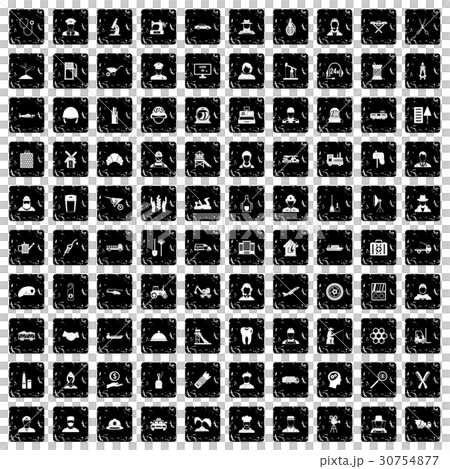 100 job icons set, grunge style 30754877