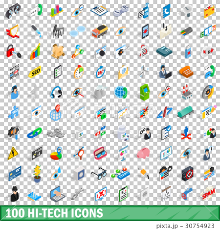 100 hi-tech icons set, isometric 3d style 30754923