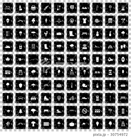100 park icons set, grunge style 100 park icons set, grunge style 30754972