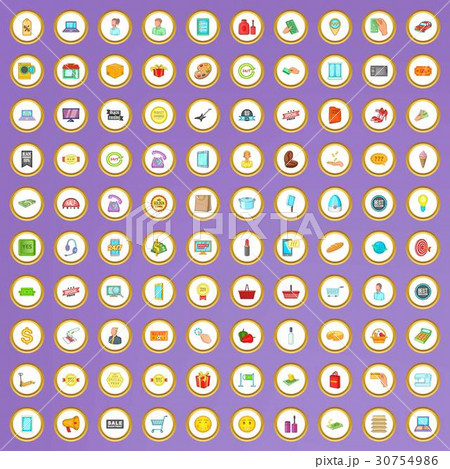 100 retail and sales icons set in cartoon style 30754986