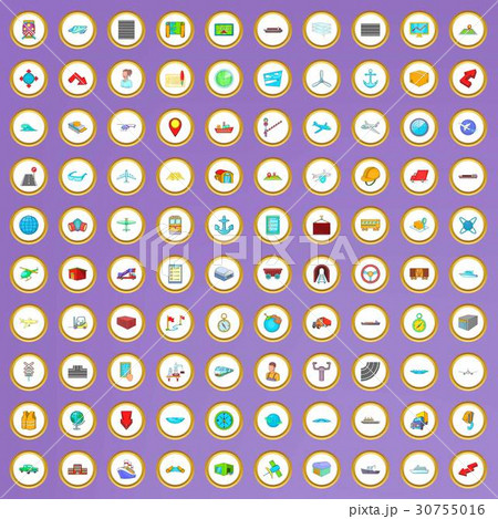 100 shipping icons set in cartoon style 100 shipping icons set in cartoon style 30755016