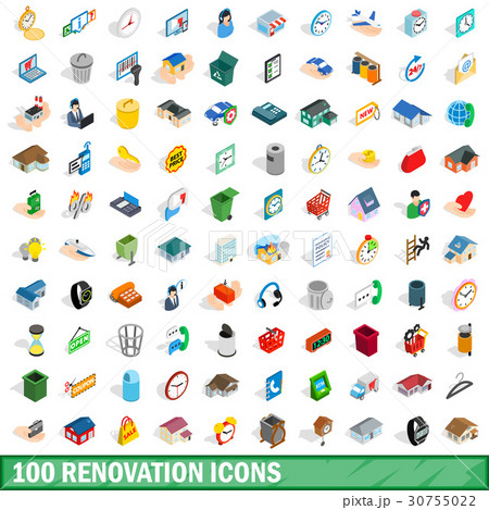 100 renovation icons set, isometric 3d style 30755022