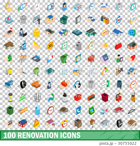 100 renovation icons set, isometric 3d style 30755022