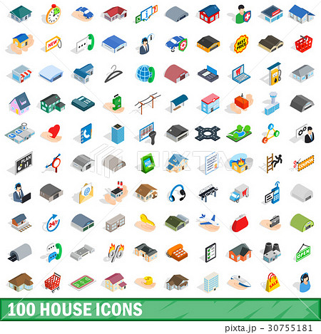 100 house icons set, isometric 3d style 30755181