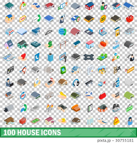 100 house icons set, isometric 3d style 30755181