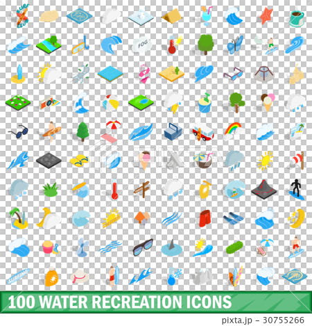 100 water recreation icons set, isometric 3d style 100 water recreation icons set, isometric 3d style 30755266