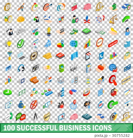 100 successful business icons set, isometric style 30755282