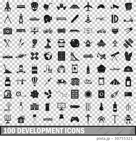 100 development icons set, simple style 30755321