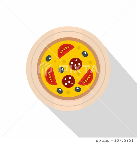 Pizza with sausage, tomatoes and olives icon 30755351