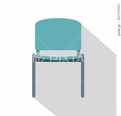 Blue office metal chair icon, flat style 30755445