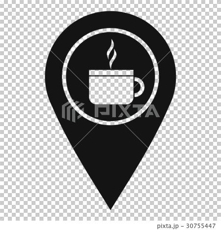 Map pin location with tea or coffee cup sign icon 30755447