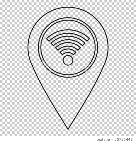 Geo tag with wi fi sign icon, outline style Geo tag with wi fi sign icon, outline style 30755448