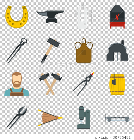 Blacksmith icons set, flat style Blacksmith icons set, flat style 30755491
