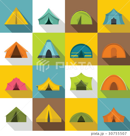 Tent forms icons set, flat style Tent forms icons set, flat style 30755507