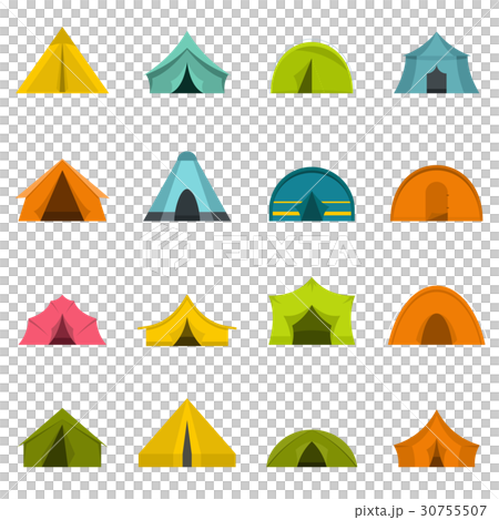 Tent forms icons set, flat style Tent forms icons set, flat style 30755507