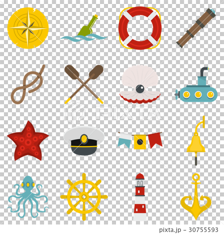 Nautical icons set, flat style Nautical icons set, flat style 30755593