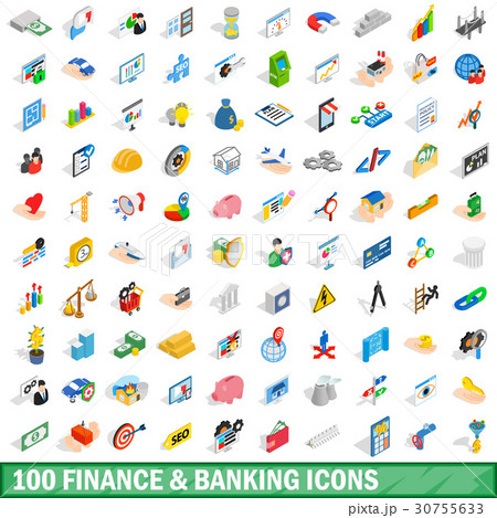 100 finance and banking icons set, isometric style 30755633