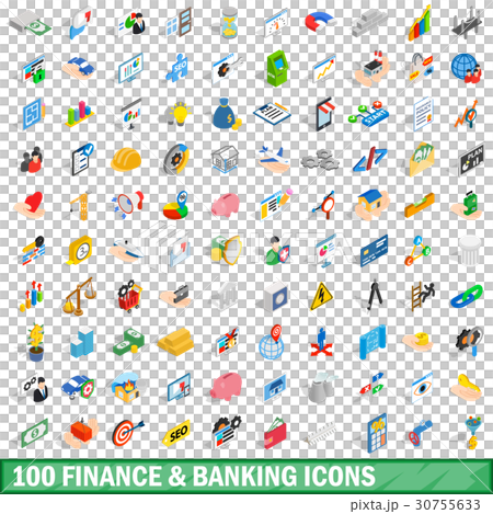 100 finance and banking icons set, isometric style 30755633