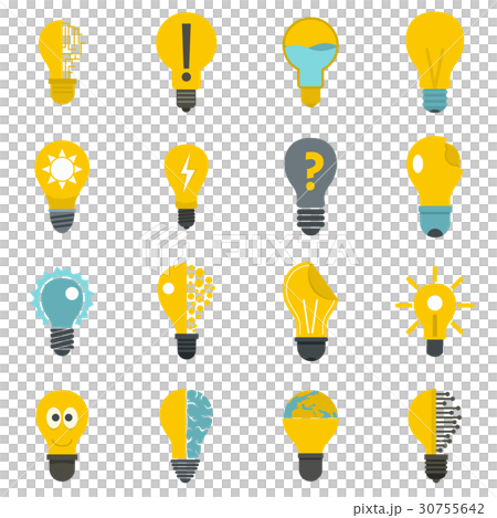 Lamp logo icons set yellow, flat style Lamp logo icons set yellow, flat style 30755642