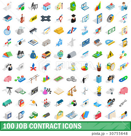 100 job contract icons set, isometric 3d style 100 job contract icons set, isometric 3d style 30755648