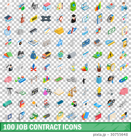 100 job contract icons set, isometric 3d style 100 job contract icons set, isometric 3d style 30755648