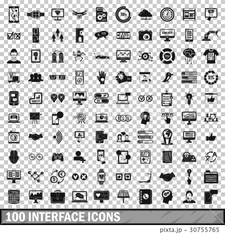 100 interface icons set, simple style - Stock Illustration [30755765 ...