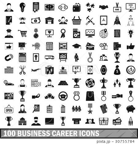 100 business career icons set, simple style 30755784