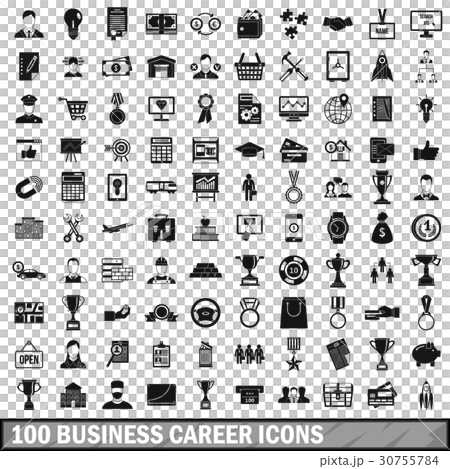 100 business career icons set, simple style 30755784
